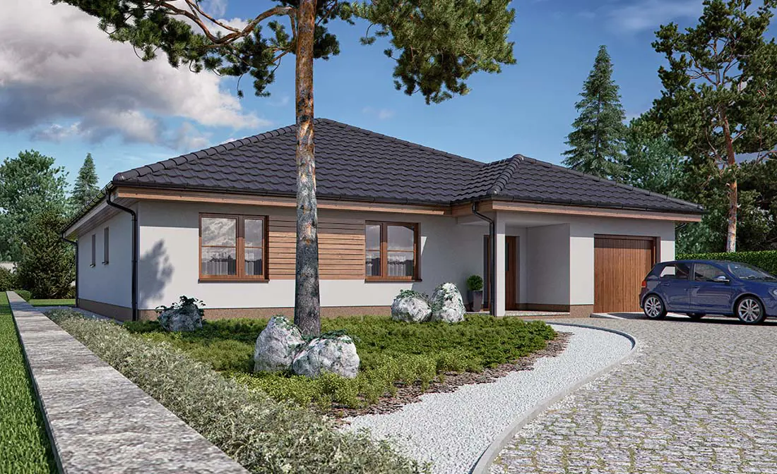 Projekt Bungalovu s garážou RD 303