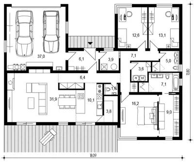 archdom-310-moderny-bungalov-pultova-strecha-podorys